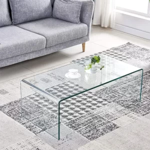 Home Furniture Coffee Tables Tempered Hot Bending Glass Modern Decor Clear Coffee Table Glass for Living Room Easy to Clean and Safe Rounded Edges